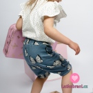 Žebrovaný úplet potisk motýlci na modré, BIO