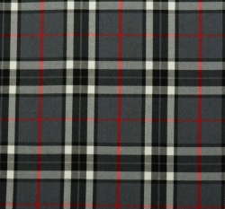 Kostýmová látka šedobílá kostka s červeným lemováním