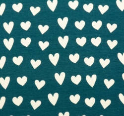 Teplákovina potisk srdíčka na modré, BIO
