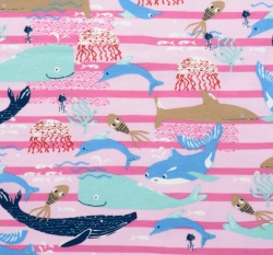 Úplet potisk Beach Days - Sea life Pink