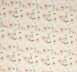 Žebrovaný úplet potisk čajové růže na ecru