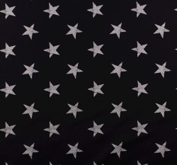teplákovina potisk seprané bílé hvězdy na černé