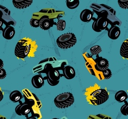 Úplet auta monster truck na modré jeans 