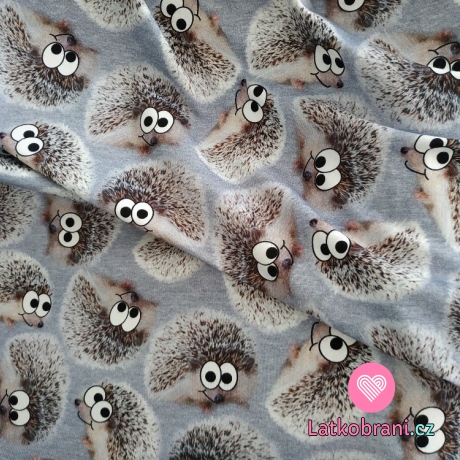 Úplet potisk ježkovy oči... na šedé melé 180g