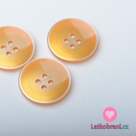 Knoflík kulatý, lesklý, hladký oranžový