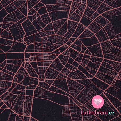 Panel teplákovina potisk abstraktní mapa města v v lososovo - modré