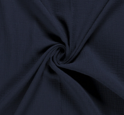 Dvojitá gázovina / mušelín navy modrá