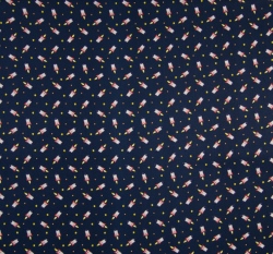 Bavlněný popelín potisk raketky na tmavě modré