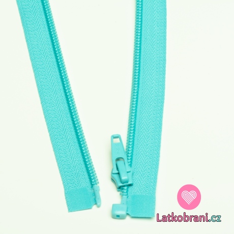Zip spirálový dělitelný tyrkysový světlejší 60cm