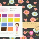 Teplákovina počesaná barevné kytičky na modrošedém melé