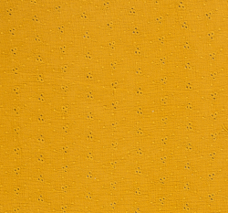 Dvojitá gázovina / mušelín okrový s dírkovanou výšivkou