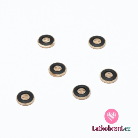 Knoflík kulatý, dřevěný s ozdobným hnědým kruhem 13 mm