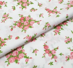 Bavlněné plátno růže na bílé 