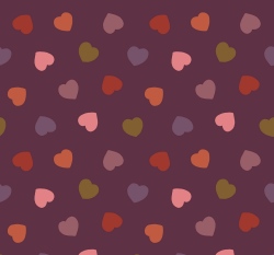 Teplákovina počesaná srdíčka na tmavě fialové 