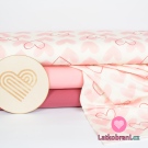 Úplet potisk růžová srdíčka na bílé 