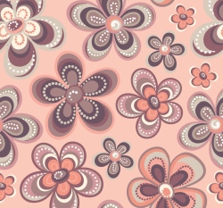 Dvojitá gázovina / mušelín retro květy na lososové 