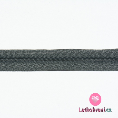 Metrážový zip spirálový 3 mm Šedá tmavá