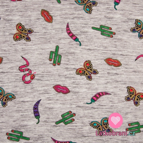 Teplákovina potisk Mexiko na šedém melé