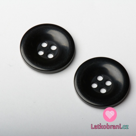 Knoflík hladký, černý lesklý