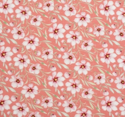 Úplet potisk jabloňový květ na růžové, BIO