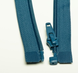 Zip spirálový dělitelný, modrý jeansový tmavší 35cm