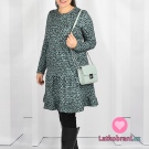 Teplákovina s příměsí modalu potisk černé nepravidelné tahy štětcem na modro-šedé