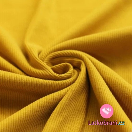 Jednobarevný žebrovaný úplet hořčicový