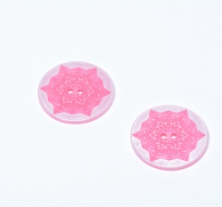 Knoflík kulatý, růžový, vločka s mandalou