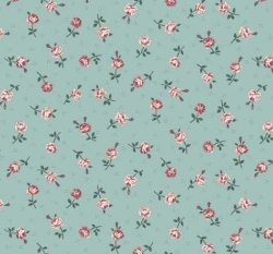 Bavlněný popelín potisk drobné kytičky na mintovém podkladu