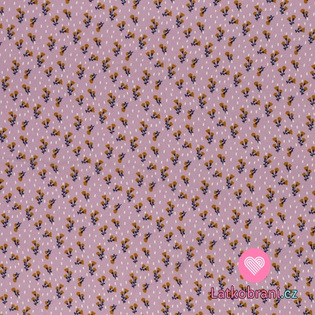 Viskóza potisk kytičky na starorůžové 