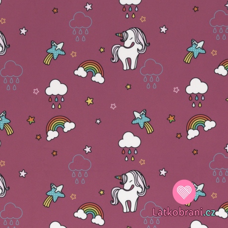 Softshell s fleecem potisk jednorožci v dešti na ostružinové