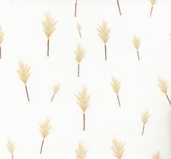 Popelín potisk větvičky na bílé 