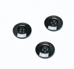 Knoflík lesklý, černý se třpytkami 