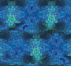 Úplet potisk mozaika na tmavě modré 