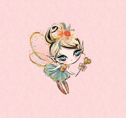 Panel lesní víla blondýnka s hůlkou na starorůžové