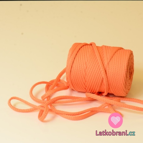 Šňůra kulatá oděvní PES 7 mm jemná broskvová