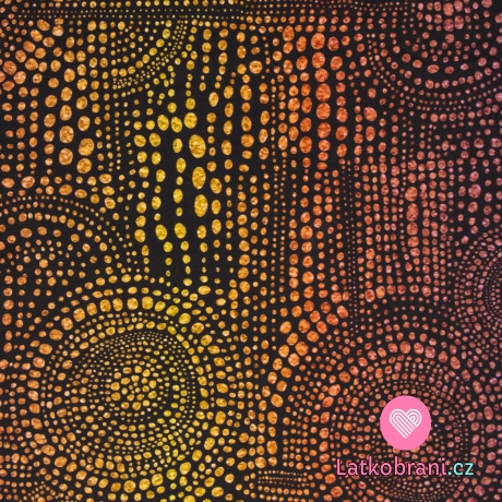 Úplet potisk puntíky a ornamenty na černé