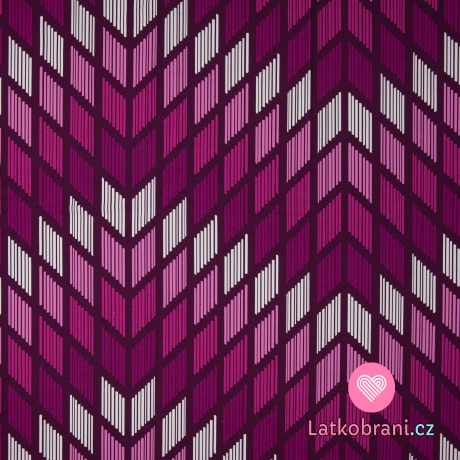 Modalová teplákovina potisk šrafované "šipky" do růžova