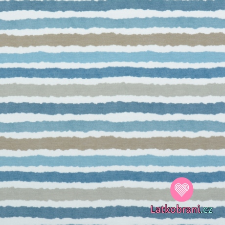 Úplet džínově modré proužky na bílé 