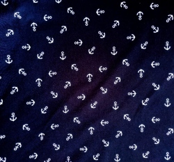 Teplákovina potisk kotvičky na námořnicky modré