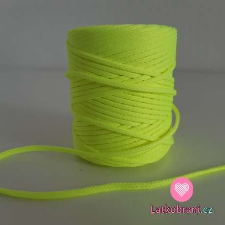 Šňůra oděvní kulatá  PES 4 mm neonově žlutá