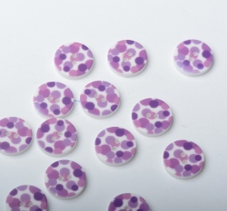 Knoflik potisk fialové puntíky na bílé - malý