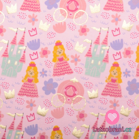 Úplet potisk princezna a půl království na růžové