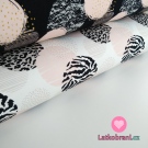 Teplákovina potisk vzorované kroužky na černé