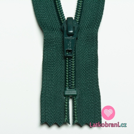 Zip spirálový nedělitelný zelený tmavý 12 cm