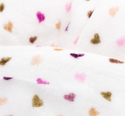 Wellness fleece malovaná srdíčka do růžova na bílé