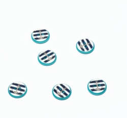 Knoflík kulatý, dětský kotva na modrých proužcích