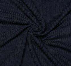 Žebrovaný viskózový úplet tmavě modrý