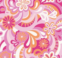 Viskózový úplet růžové květiny na bílé 