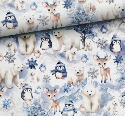 Teplákovina potisk zvířátka v ledové krajině